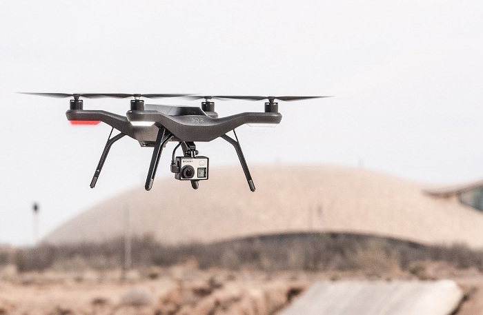 Drone in desert landscape