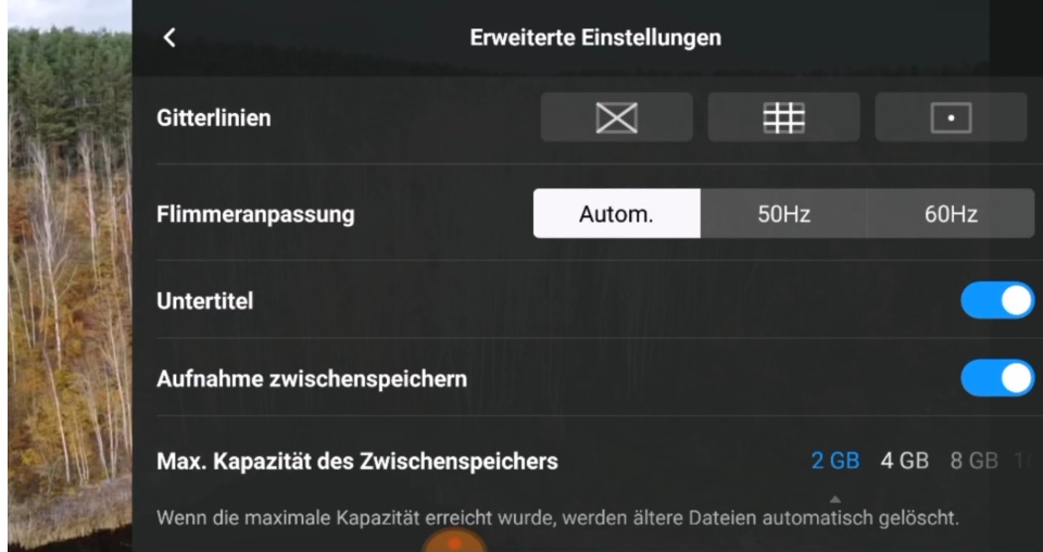 Captura de pantalla de la configuración de la aplicación